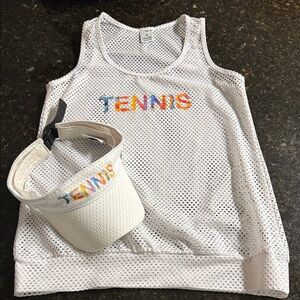 Tennis Tank Top and Visor Set Mesh